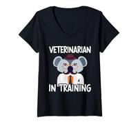 Femme Vétérinaire en formation, docteur animalier, futur poste de vétérinaire T-Shirt avec Col en V