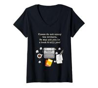 Femme Veuillez ne Pas embêter l'écrivain, Le romancier, l'auteur, la Machine à écrire T-Shirt avec Col en V