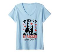 Femme Veux-tu Te Pacser avec Moi Couple Amour Demande De Pacs T-Shirt avec Col en V