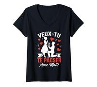 Femme Veux-tu Te Pacser avec Moi Couple Amour Demande De Pacs T-Shirt avec Col en V