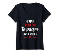 Femme Veux-tu Te Pacser avec Moi Couple Amour Demande De Pacs T-Shirt avec Col en V