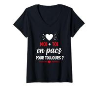 Femme Veux-tu Te Pacser avec Moi Couple Amour Demande De Pacs T-Shirt avec Col en V