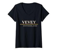 Femme Vevey Suisse T-Shirt avec Col en V