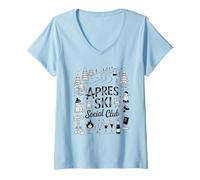 Femme Vibes Snow Party A pres Ski Social Club Ski Hiver T-Shirt avec Col en V
