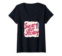 Femme Vibrant et drôle en sueur mais constant T-Shirt avec Col en V