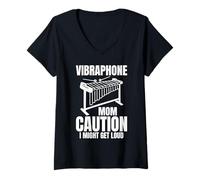 Femme Vibraphone Mom Caution I Might Get Loud T-Shirt avec Col en V