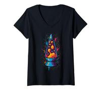 Femme Vibrations de lave T-Shirt avec Col en V