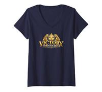 Femme Victoire à Travers Jésus Pâques Écriture chrétienne inspirée T-Shirt avec Col en V