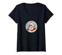 Femme Victor Hugo Grand écrivain Souffle Une Bulle de Chewing-Gum T-Shirt avec Col en V