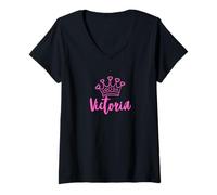 Femme Victoria la Reine/Nom et Couronne pour Femme appelée Victoria T-Shirt avec Col en V