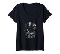 Femme Victorian London Charles Dickens Classic Auteur T-Shirt avec Col en V