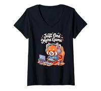 Femme Video Gaming Just One More Game Gaming Red Panda T-Shirt avec Col en V