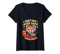 Femme Video Gaming Just One More Game Gaming Red Panda T-Shirt avec Col en V