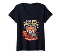 Femme Video Gaming Just One More Game Gaming Red Panda T-Shirt avec Col en V