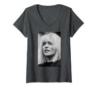 Femme Vidéodrome de Debbie Harry Blondie Heart of Glass Singer 1983 T-Shirt avec Col en V