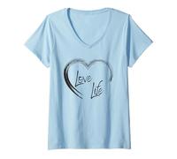 Femme Vie amoureuse T-Shirt avec Col en V