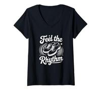 Femme Vie De Claquettes Feel The Rhythm Danse T-Shirt avec Col en V