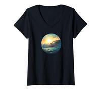 Femme Vie océanique. Catching Waves, Surfer T-Shirt avec Col en V