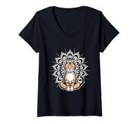 Femme Vie spirituelle Guérisseur d'énergie Reiki Méditation Chat T-Shirt avec Col en V