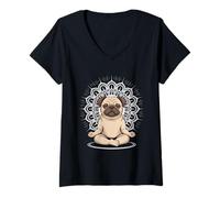 Femme Vie spirituelle Guérisseur d'énergie Reiki Méditation Chien T-Shirt avec Col en V