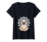 Femme Vie spirituelle Guérisseur d'énergie Reiki Méditation Chien T-Shirt avec Col en V