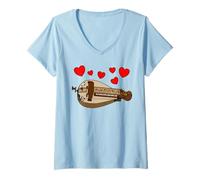 Femme Vielle à roue de la Saint-Valentin, musicien de mariage T-Shirt avec Col en V