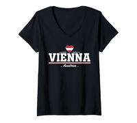Femme Vienna Austria/Osterreich T-Shirt avec Col en V