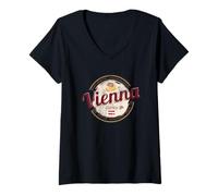 Femme Vienne Autriche Vintage Capital Wiener Melange Souvenir T-Shirt avec Col en V