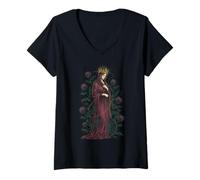 Femme Vierge Marie Chardon Gothique Catholique T-Shirt avec Col en V