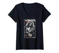 Femme Vierge Mystique la récolte du Zodiaque avec Aura de déesse T-Shirt avec Col en V