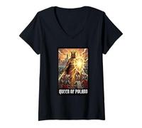 Femme Vierge Noire de Czestochowa Marie Mère Bénie T-Shirt avec Col en V