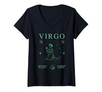Femme Vierge Planète : Élément Mercure : Terre T-Shirt avec Col en V