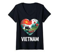 Femme Vietnam Heart Love T-Shirt avec Col en V