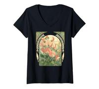 Femme Vignes de Fleurs du Mois de Naissance des Pois de Senteur T-Shirt avec Col en V
