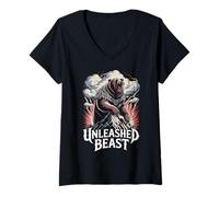 Femme Viking Berserker - Bête déchaînée - Guerrier Ours Viking T-Shirt avec Col en V