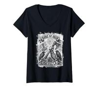 Femme Viking Blood Runs - Viking Ship - Vintage Engraving Style T-Shirt avec Col en V