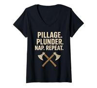 Femme Viking Dad Norse Pride Fête des pères Viking Nordic Heritage T-Shirt avec Col en V