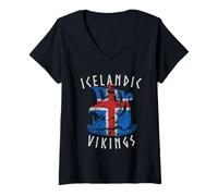 Femme Viking Islande Islande T-Shirt avec Col en V