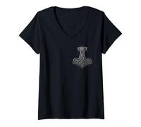 Femme Viking Norse Mythology: Mjolnir/Mjölnir Thor Hammer T-Shirt avec Col en V