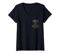 Femme Viking Norse Mythology: Thor Hammer Mjolnir Symbole T-Shirt avec Col en V