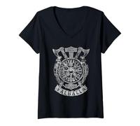 Femme Viking Vegvisir Valhalla Norse Mythology Viking Axe C2 T-Shirt avec Col en V