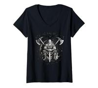 Femme Vikings Beware Old Man in A Land Where Men Die Young T-Shirt avec Col en V