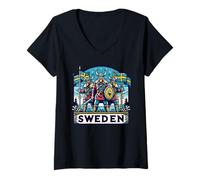 Femme Vikings suédois drôles et nordiques suédois T-Shirt avec Col en V