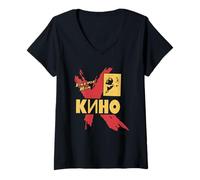 Femme Viktor Tsoi Musicien Rock Russie Cinéma URSS T-Shirt avec Col en V