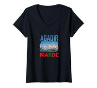 Femme Ville Agadir, tee-shirt pour voyager, plage sud du Maroc, T-Shirt avec Col en V