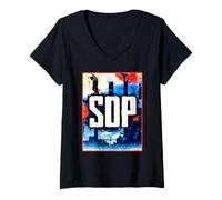 Femme Ville Industrielle SDP T-Shirt avec Col en V