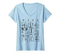 Femme Vin Making Wine Lover Sommelier Vintage Brevet Print T-Shirt avec Col en V