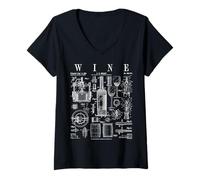 Femme Vin Making Wine Lover Sommelier Vintage Brevet Print T-Shirt avec Col en V