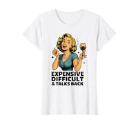 Femme Vin rétro drôle de parole difficile et coûteux T-Shirt