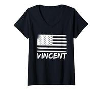 Femme Vincent Nom d'anniversaire personnalisé de citoyenneté T-Shirt avec Col en V
